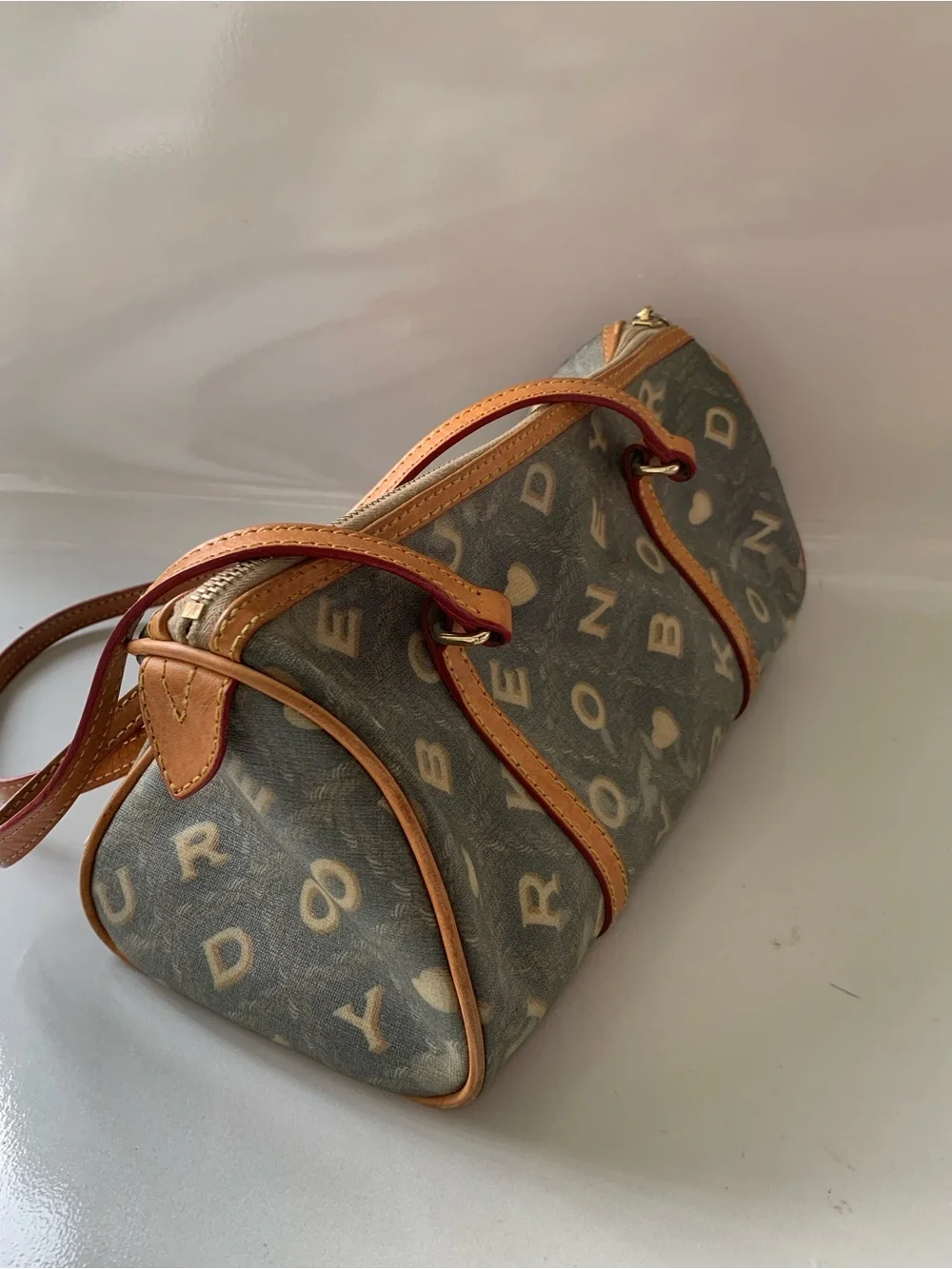 Dooney & Bourke Brown Logo Crossbody with Tan Trim